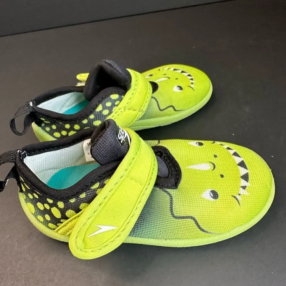 Speedo Neon Green Toddler Dinosaur‎ Water Shoes Size S (5-6)